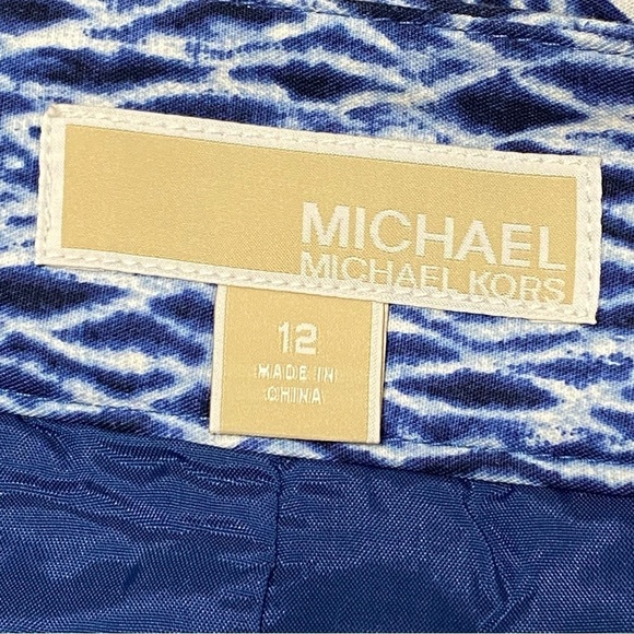 Michael Kors Blue Shibori Print Belted Pencil Skirt Size 12 - Picture 5 of 8